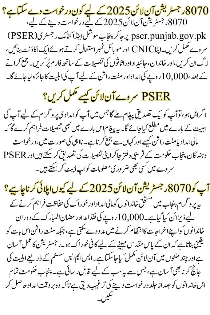 8070 Ramadan Relief Package 2025, Ramzan cash aid 2025, how to apply 8070 package,