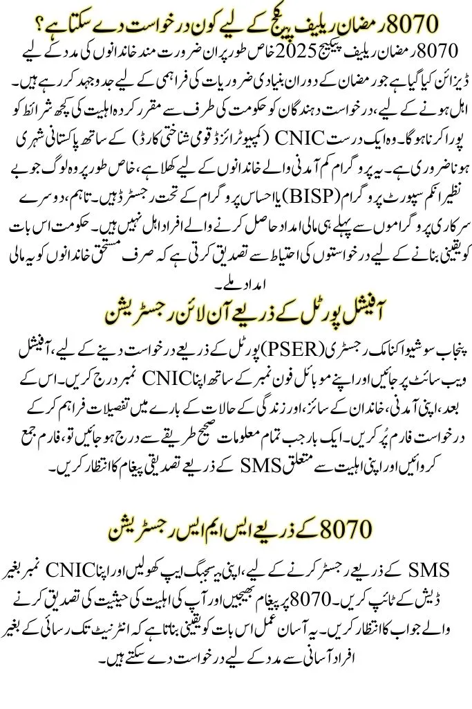 How to Apply for 8070 Ramzan Relief Package 2025